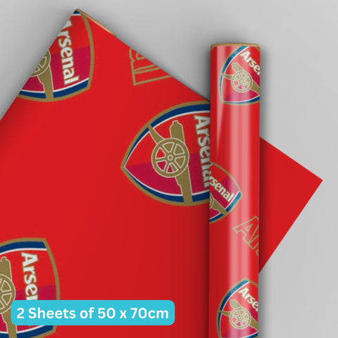 Arsenal FC 2 Sheets & 2 Tags Wrapping Paper