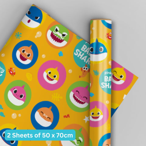 Baby Shark 2 Sheets & 2 Tags Wrapping Paper