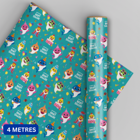 Baby Shark 4m Roll Birthday Wrapping Paper