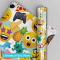 Joy Pixels Emoji 2 Sheets & 2 Tags Wrapping Paper
