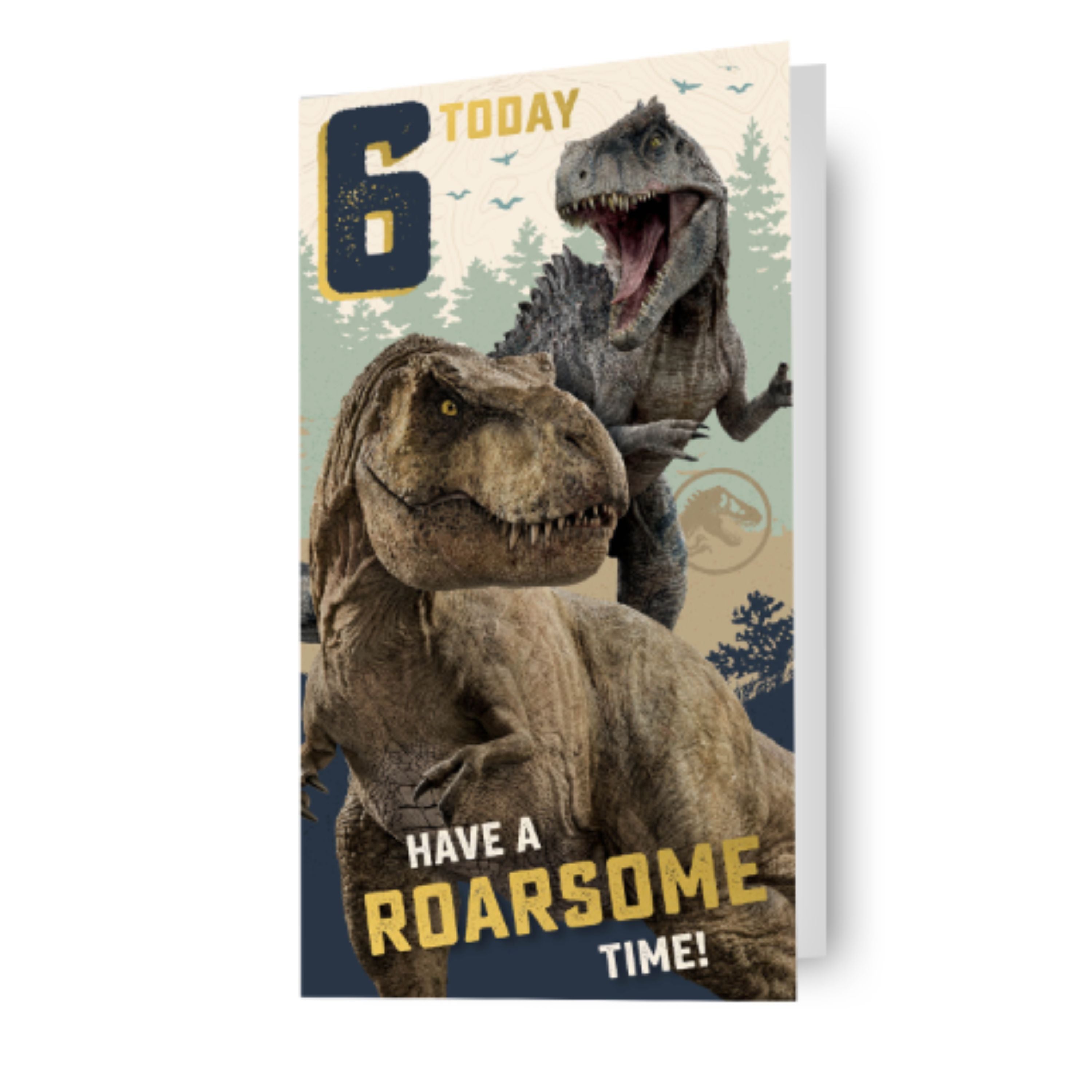 Danilo Promotions LTD Jurassic World, biglietto di compleanno per bambini per 6° compleanno, biglietto di compleanno per bambini, biglietto di compleanno con licenza ufficiale