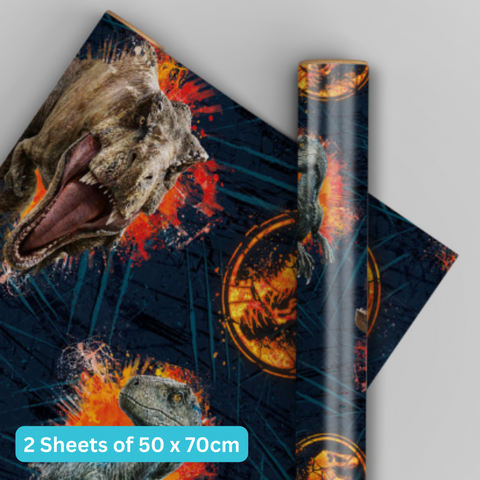 Jurassic World 2 Sheets & 2 Tags Wrapping Paper