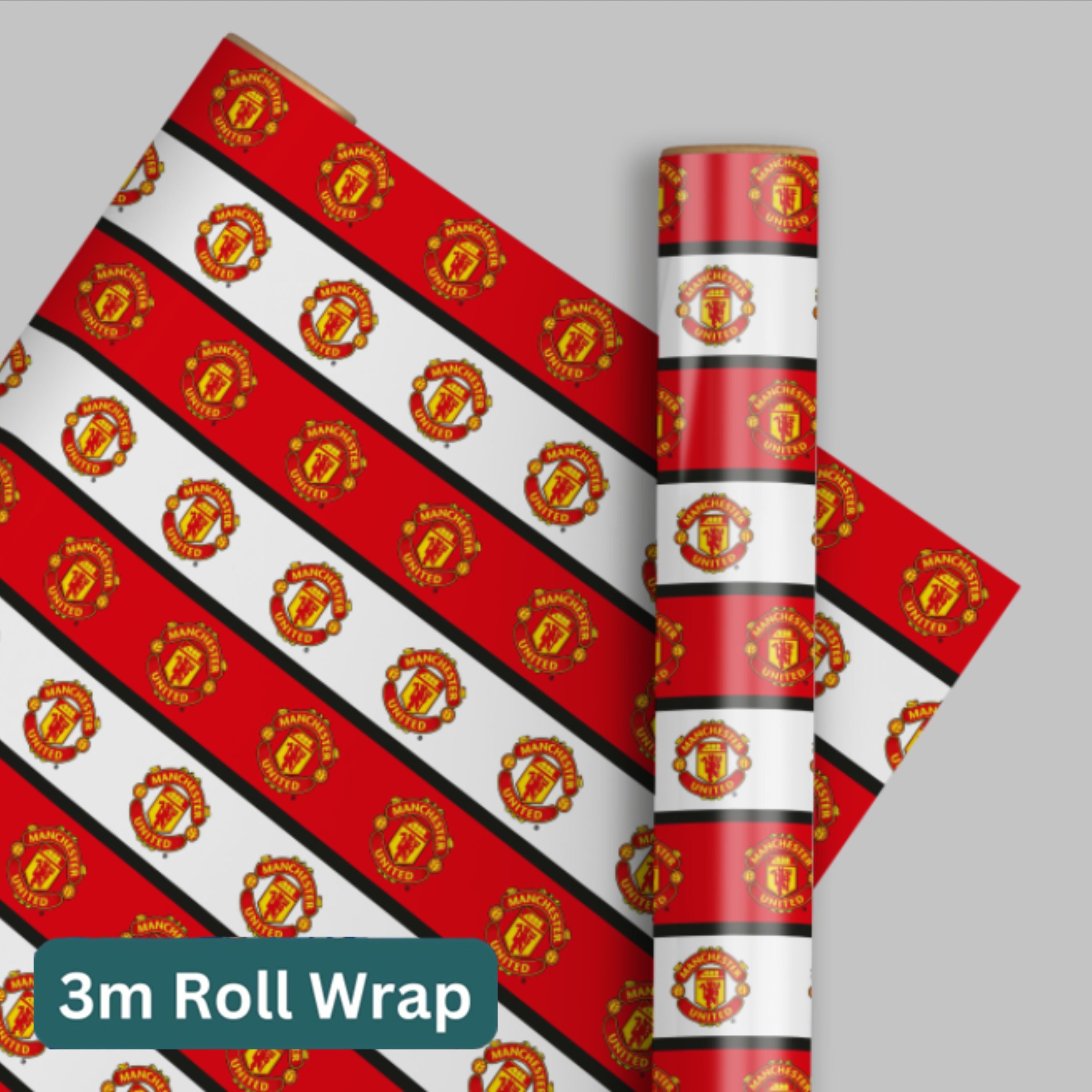 Manchester United Christmas Wrapping Paper - 3 Meter Roll, Football Gift Wrap