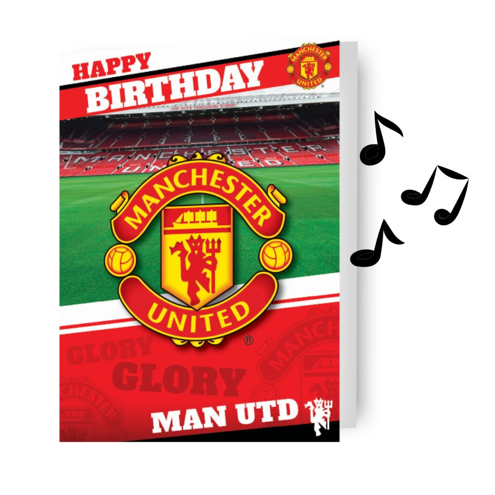Danilo Promotions Ltd Manchester United Football Club - Biglietto di auguri per compleanno, con adesivi per personalizzare età e nome, colore: rosso