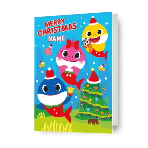 Baby Shark Personalise Any Name Christmas Card