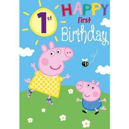 Biglietto di auguri per il 1° compleanno di Peppa Pig