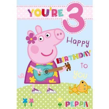 Acquista biglietto di compleanno ufficiale di 3 anni di Peppa Pig