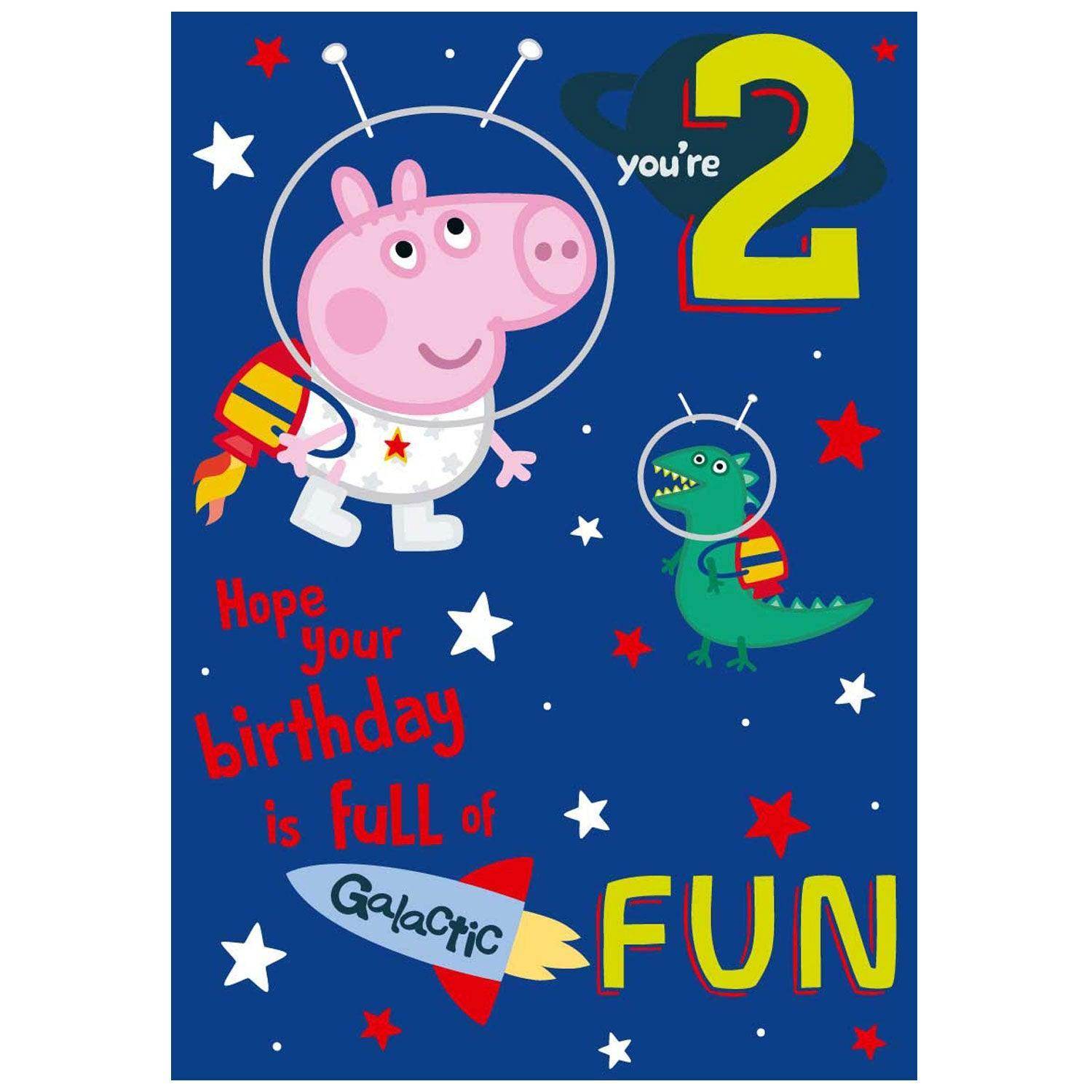 Biglietto d'auguri spaziale Peppa Pig Age 2