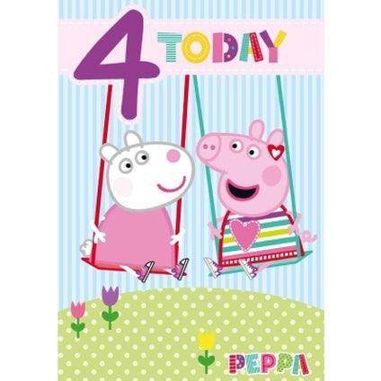 Biglietto d'auguri di Peppa Pig per 4 anni