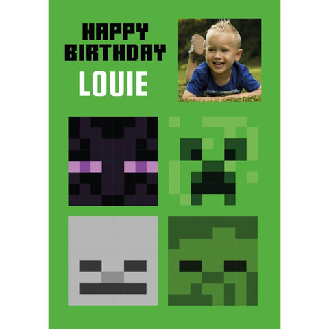 Personalised Minecraft Birthday Card- Any Name & Photo an Official Minecraft Product