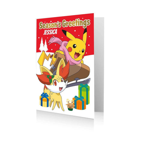 Personalised Pokemon Seasons Greetings Christmas Card- Any Relation an Official Pokemon Product