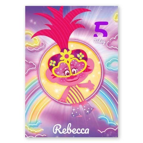 Trolls Personalised Any Age Any Name Birthday Card an Official Trolls Product