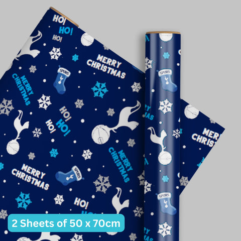 Tottenham Hotspur FC Christmas Wrapping Paper 2 Sheets & 2 Tags