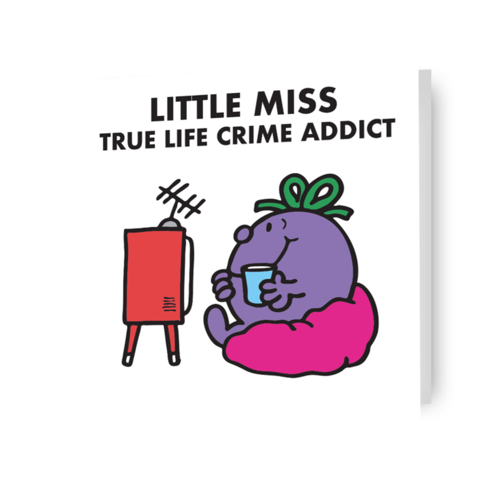 Gepersonaliseerde 'True Life Crime Addict' verjaardagskaart van Mr Men & Little Miss