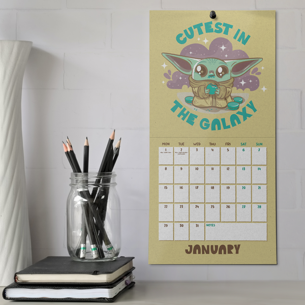 Star Wars: The Mandalorian Square Calendar 2024 Grogu Wall Planner Diary  Gift