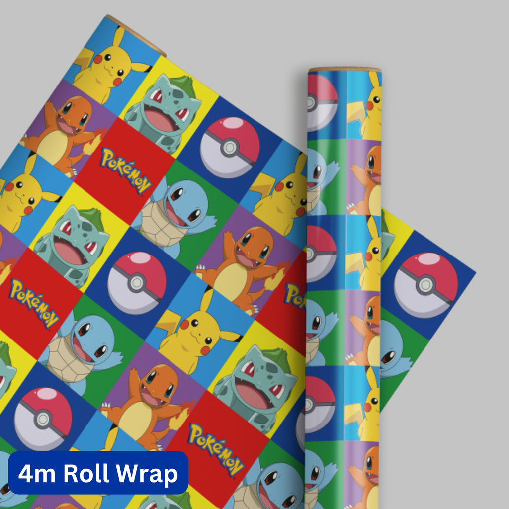 Pokemon Wrapping Paper 4m Roll x 3 Pack