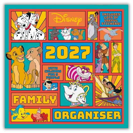 DISNEY CLASSICS 2027 FAMILY ORGANISER CALENDAR (WITH STICKERS AND POCKET)
