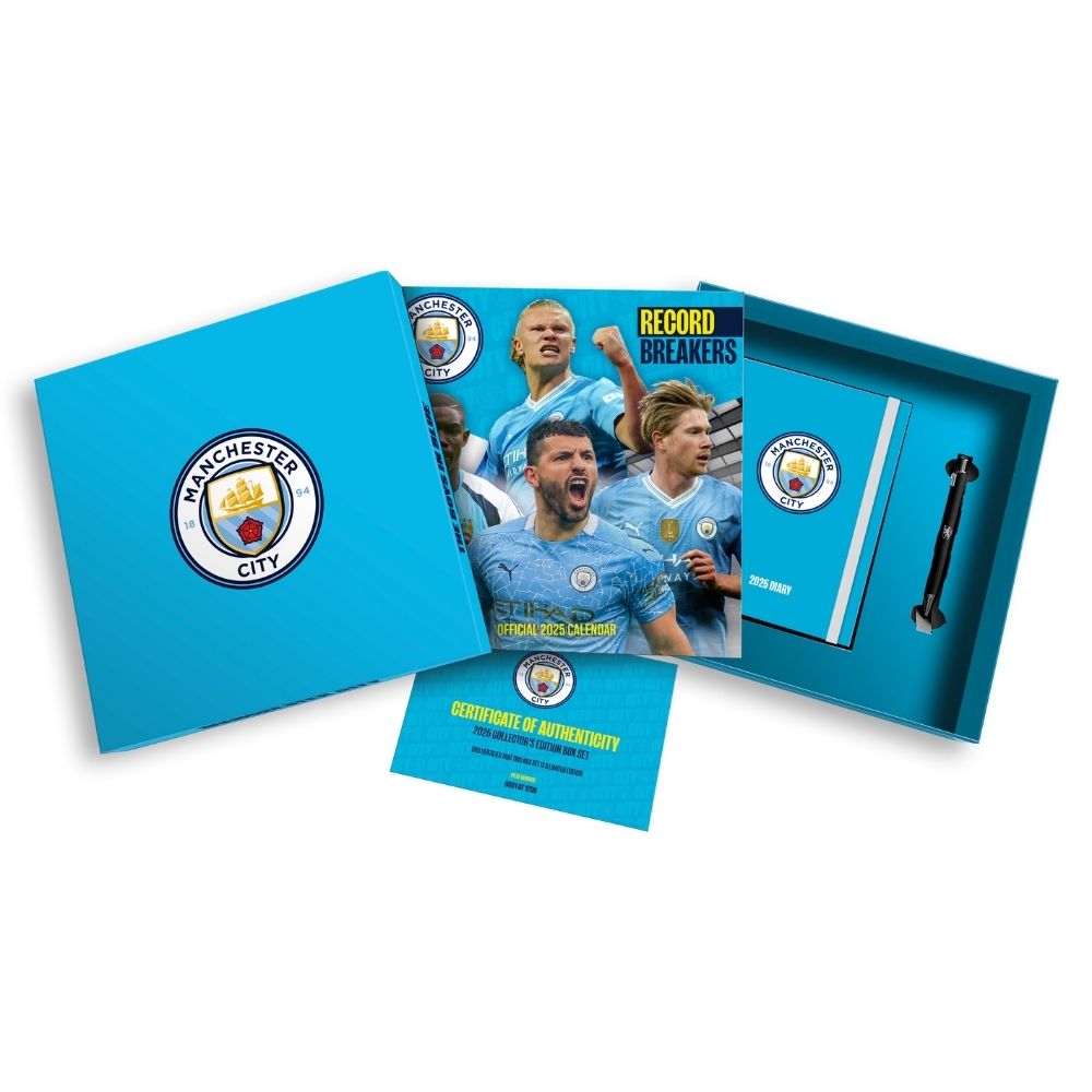 MANCHESTER CITY FC 2025 KALENDER & DAGBOEK MUZIEK GESCHENKDOOS SET