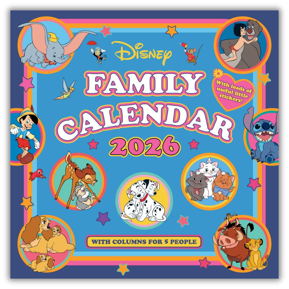 DISNEY CLASSICS 2026 FAMILY ORGANISER CALENDAR (WITH STICKERS AND POCKET)