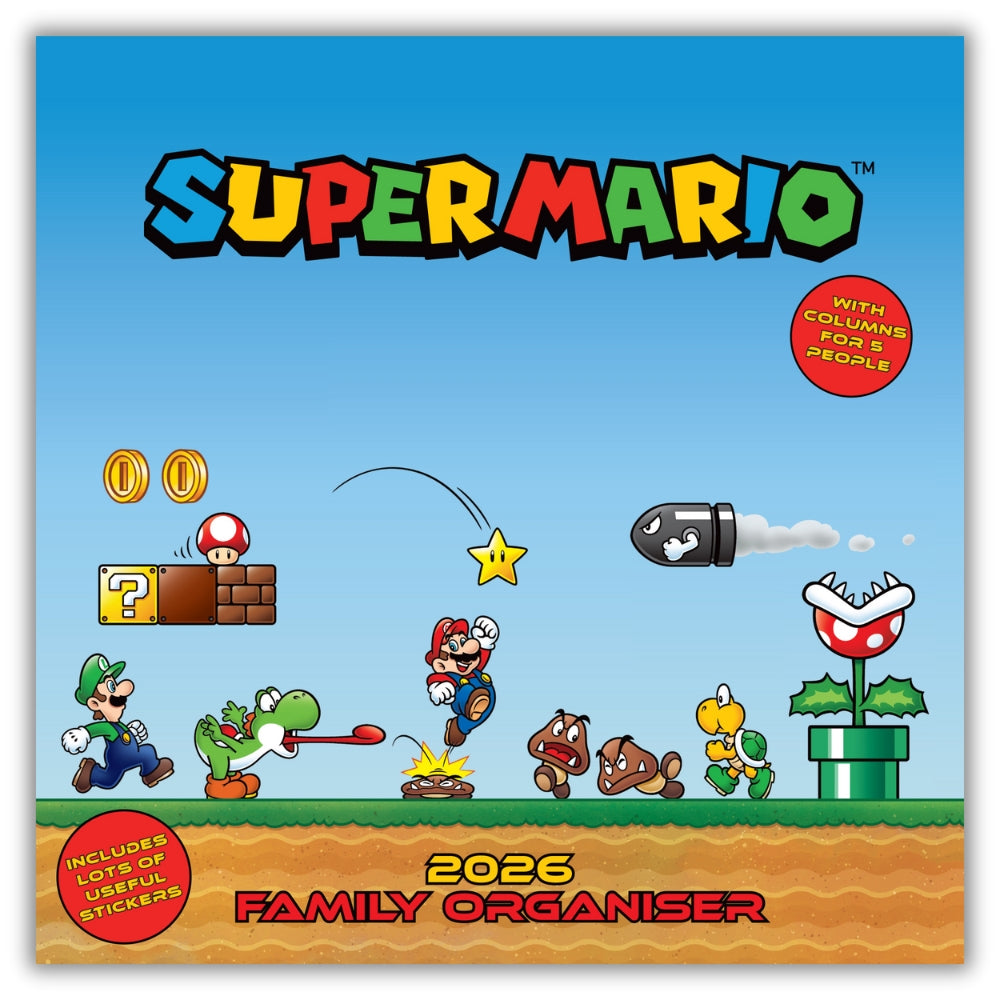 SUPER MARIO 2026 FAMILY ORGANISER CALENDAR