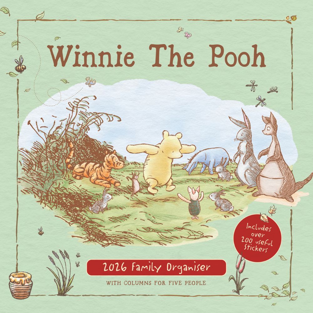DISNEY WINNIE THE POOH 2026 FAMILY ORGANISER CALENDAR (WITH STICKERS) - PRE-ORDER