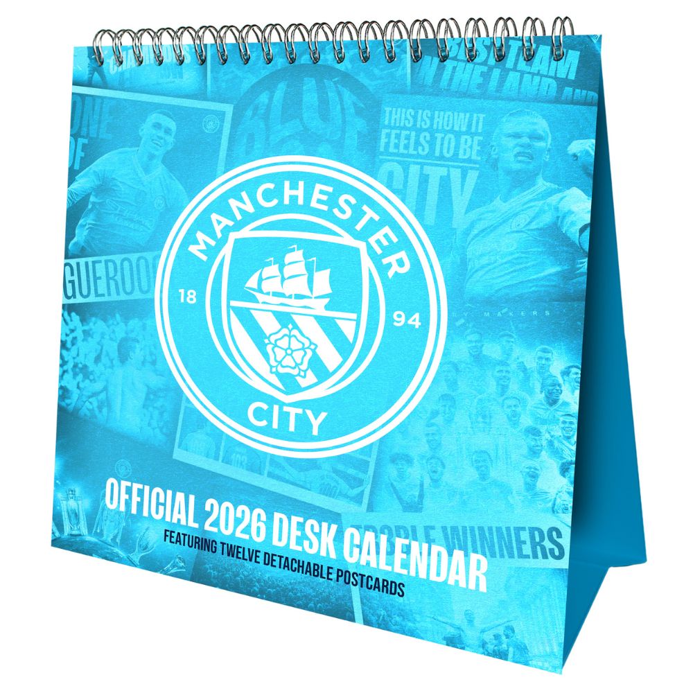 MANCHESTER CITY FC 2026 POSTCARD DESK EASEL CALENDAR
