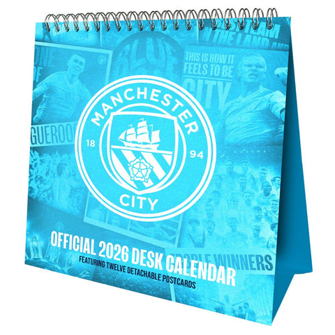 MANCHESTER CITY FC 2026 POSTCARD DESK EASEL CALENDAR