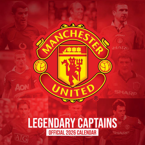 MANCHESTER UNITED FC LEGENDS 2026 SQUARE CALENDAR - PRE-ORDER