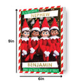 Cartolina di Natale Elfo sullo scaffale con adesivi