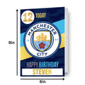 Manchester City FC Personalise Name & Age Birthday Card With Included Sticker Sheet