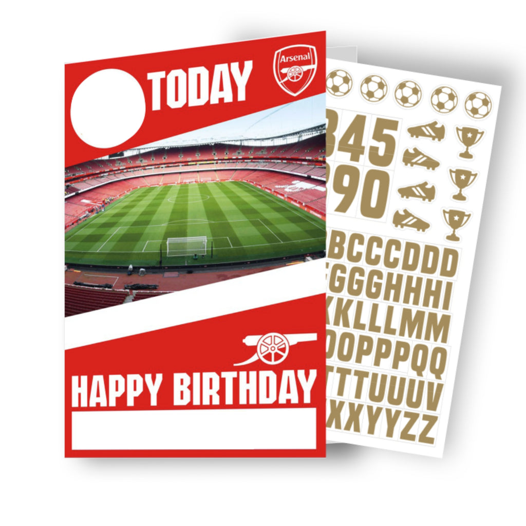 Arsenal FC Personalise Birthday Card With Sticker Sheet