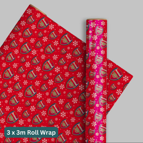 Arsenal FC Christmas 3m Roll Wrapping Paper - 3 Pack Bundle