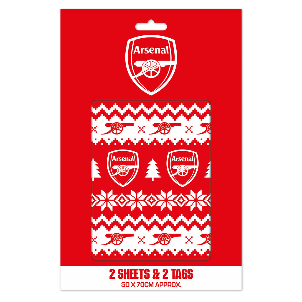Arsenal FC Christmas 2 Sheets & 2 Tags Gift Wrap