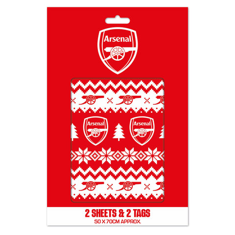 Arsenal FC Christmas 2 Sheets & 2 Tags Gift Wrap