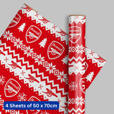 Arsenal FC Christmas 4 Sheets & 4 Tags Gift Wrap Bundle