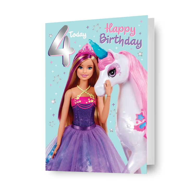 Barbie Age 4 Birthday Card