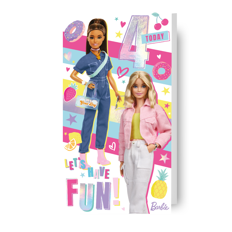 Barbie Age 4 Birthday Card