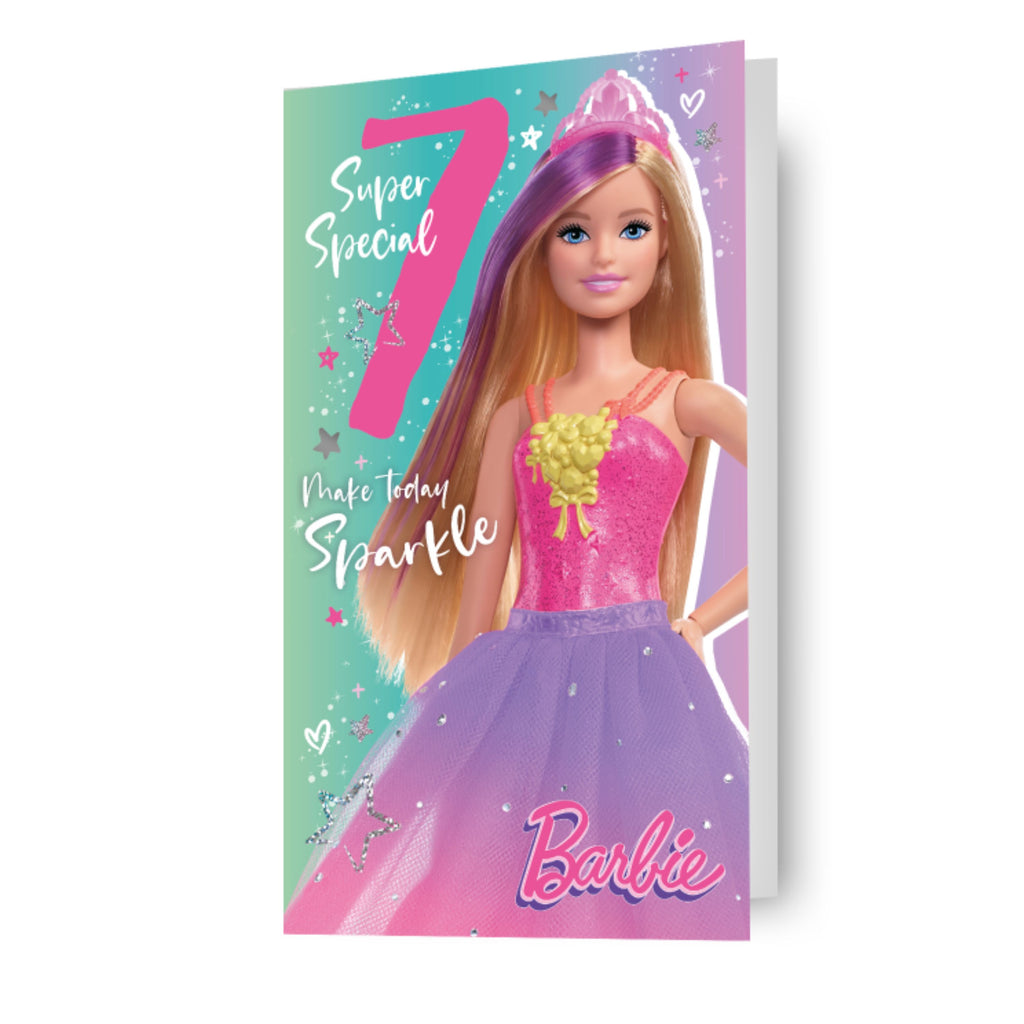 Barbie 7 jaar verjaardagskaart