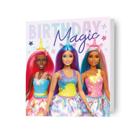 Unicorn Barbie Girls Birthday Card