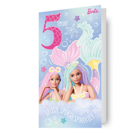 Barbie Age 5 Sticker Birthday Card
