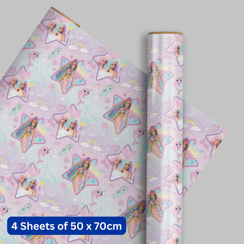 Barbie 4 Sheets & 4 Tags Gift Wrap Bundle
