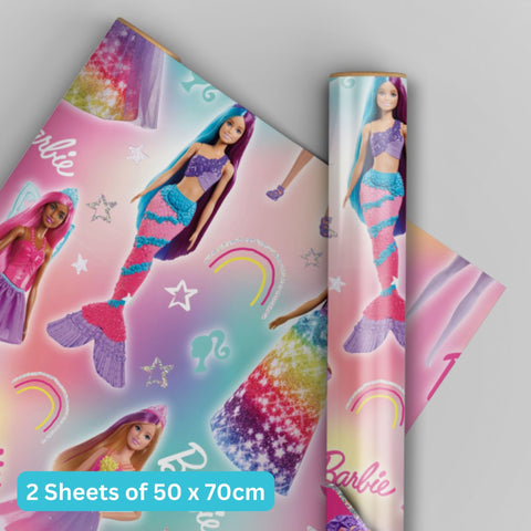 Barbie Wrapping Paper, 2 Sheets & 2 Tags