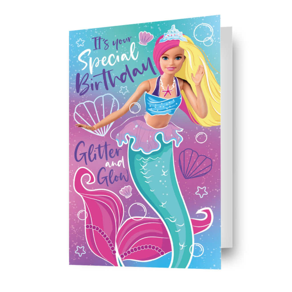 Barbie Mermaid 'Glitter And Glow' Birthday Card