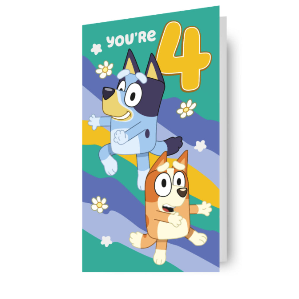 Bluey Age 4 Birthday Card With Stickers Included