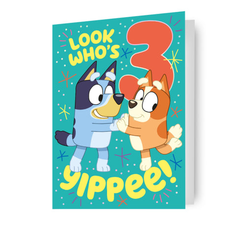 Bluey Age 3 Birthday Card