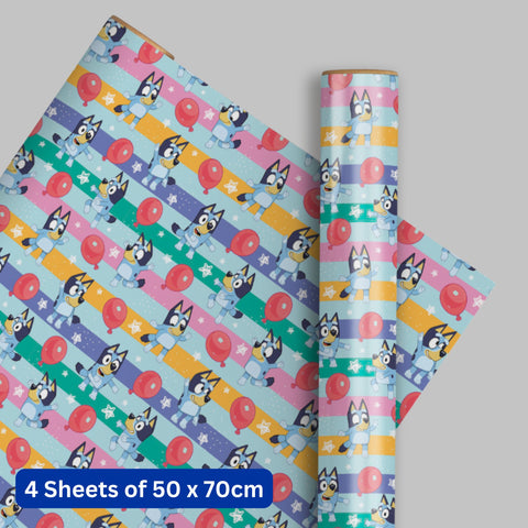 Bluey 4 Sheets & 4 Tags Gift Wrap Bundle