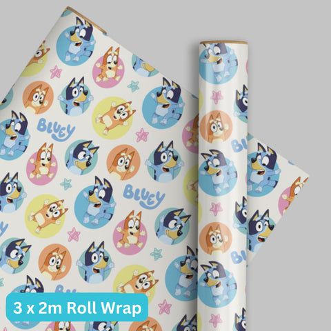 Bluey 2m Roll Wrapping Paper - 3 Pack Bundle