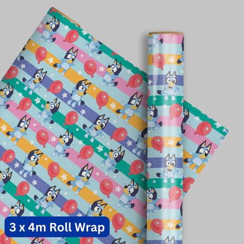 Bluey 4m Roll Wrapping Paper - 3 Pack Bundle