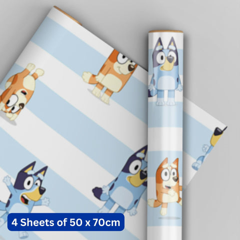 Bluey 4 Sheets & 4 Tags Gift Wrap Bundle