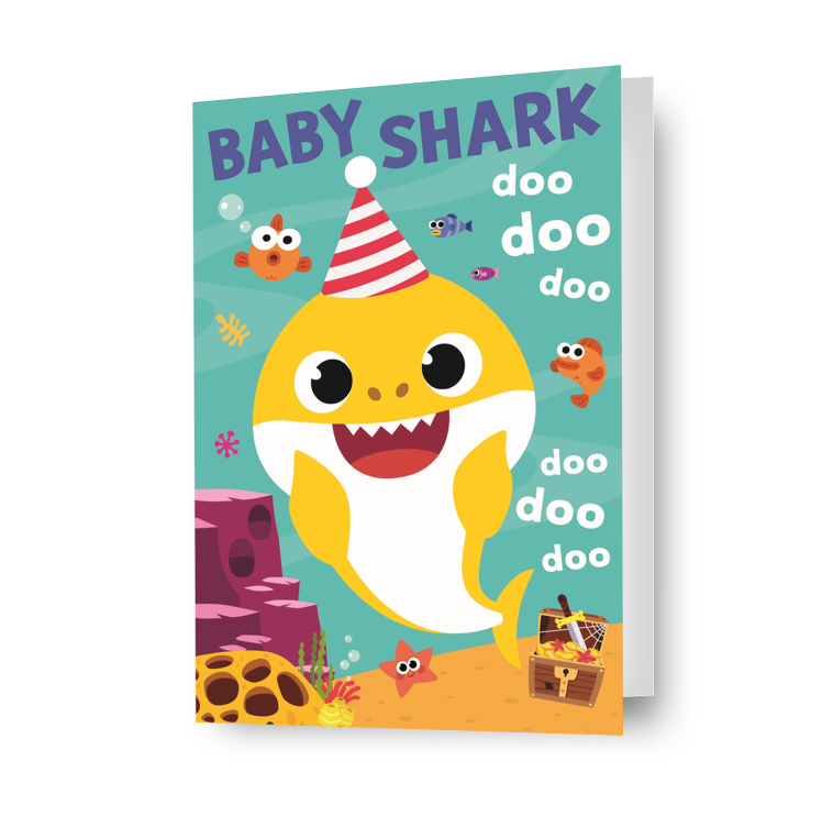 Biglietto d'auguri Baby Shark, prodotto con licenza ufficiale